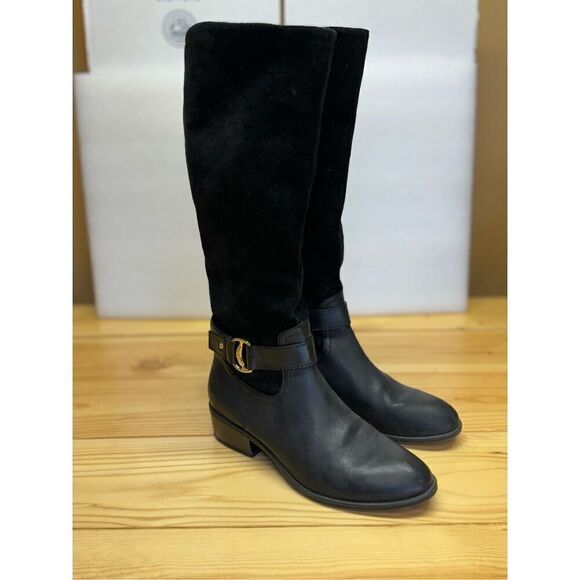 Ralph Lauren Micah Boot Tall Black Leather Knee High Riding Heel Sz 7.5B - Picture 11 of 13